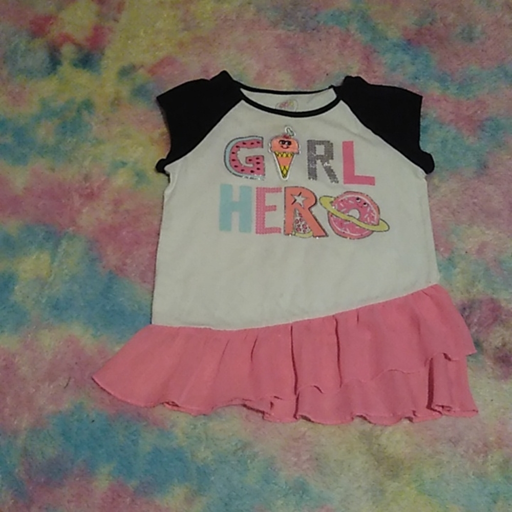 Girl hero ruffle bottom shirt